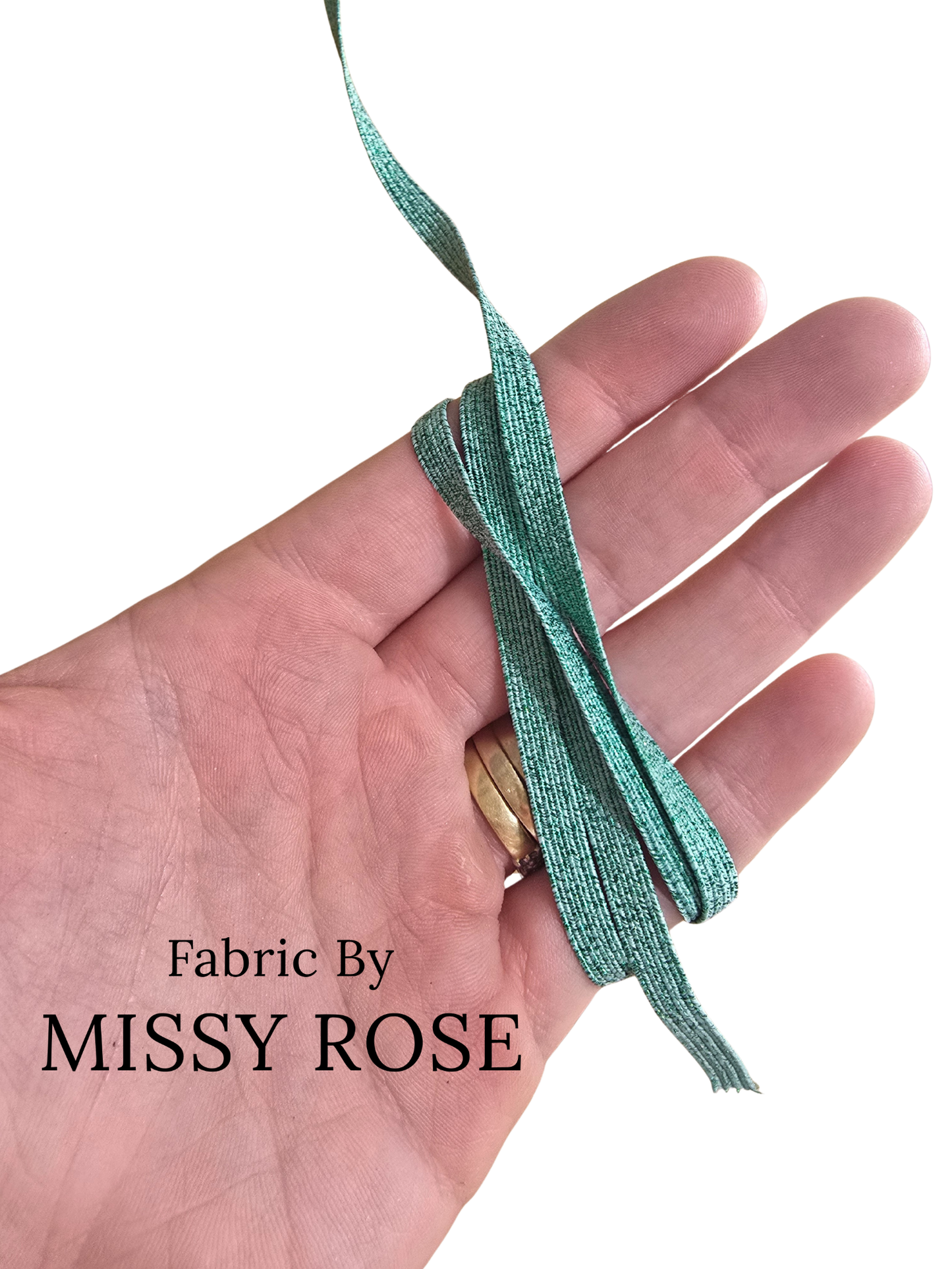Green Glitter Braided Elastic - 6mm