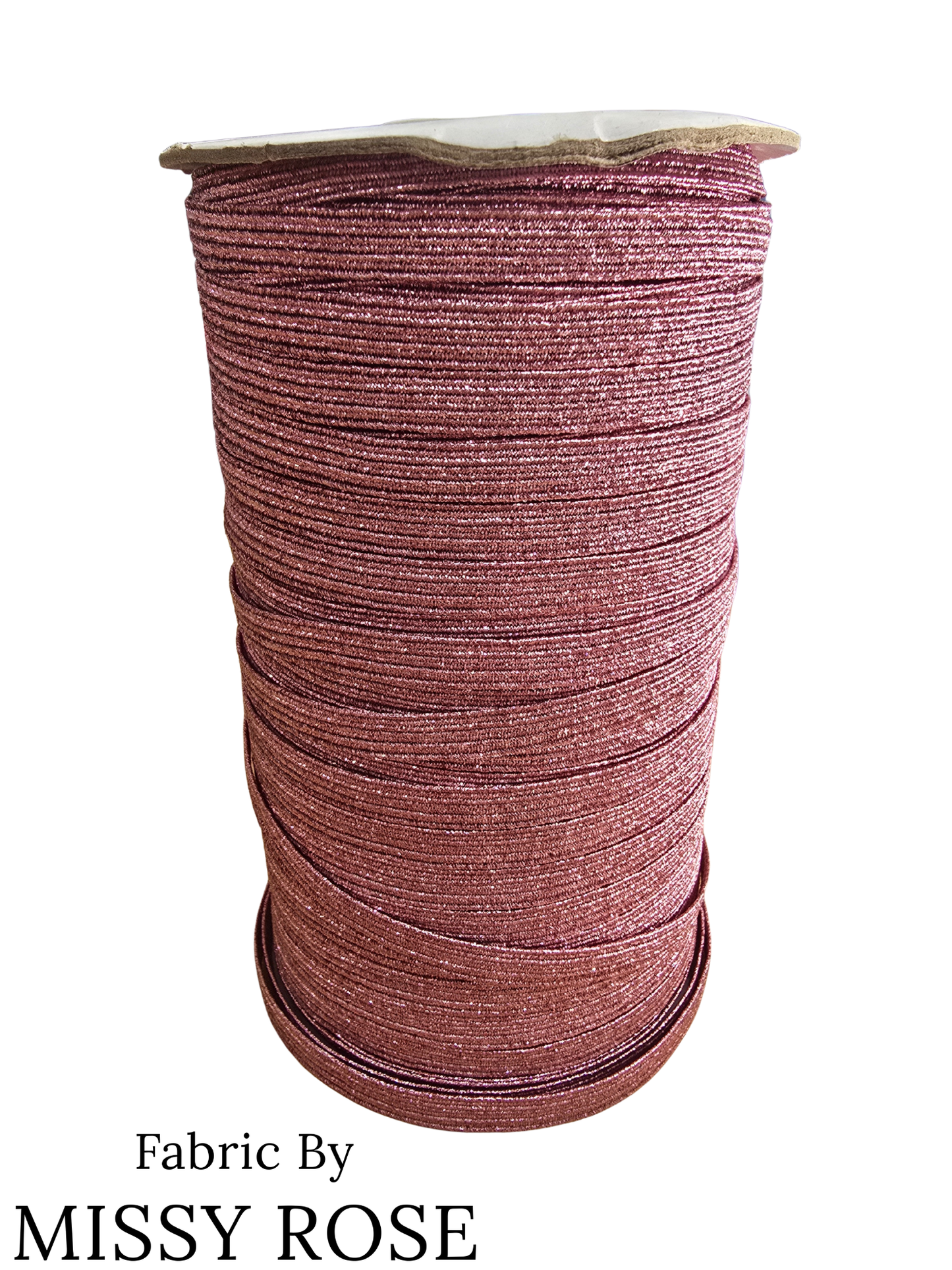 Rose Pink Glitter Braided Elastic - 6mm