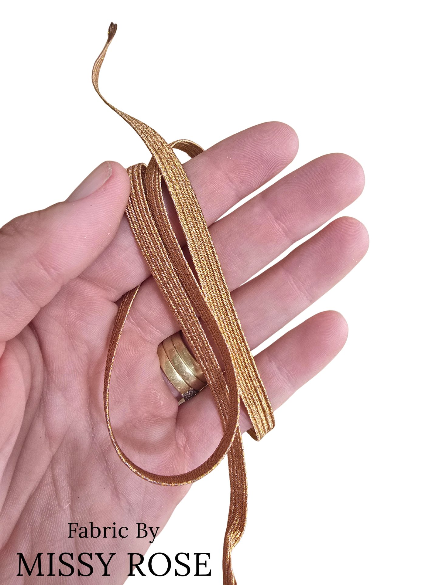 Copper Glitter Braided Elastic - 6mm