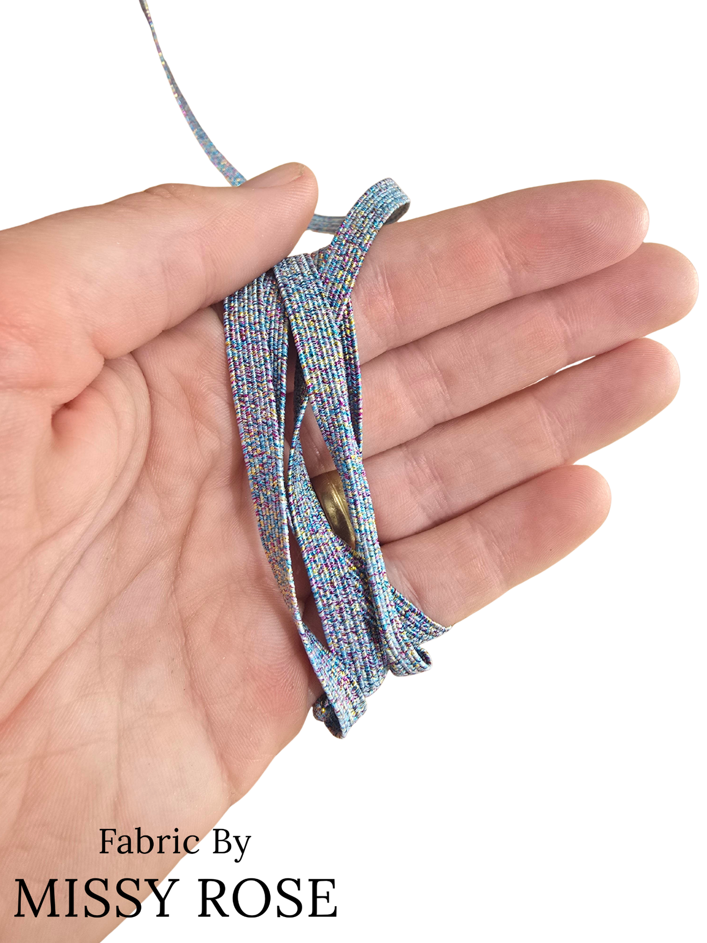 Rainbow Glitter Braided Elastic - 6mm