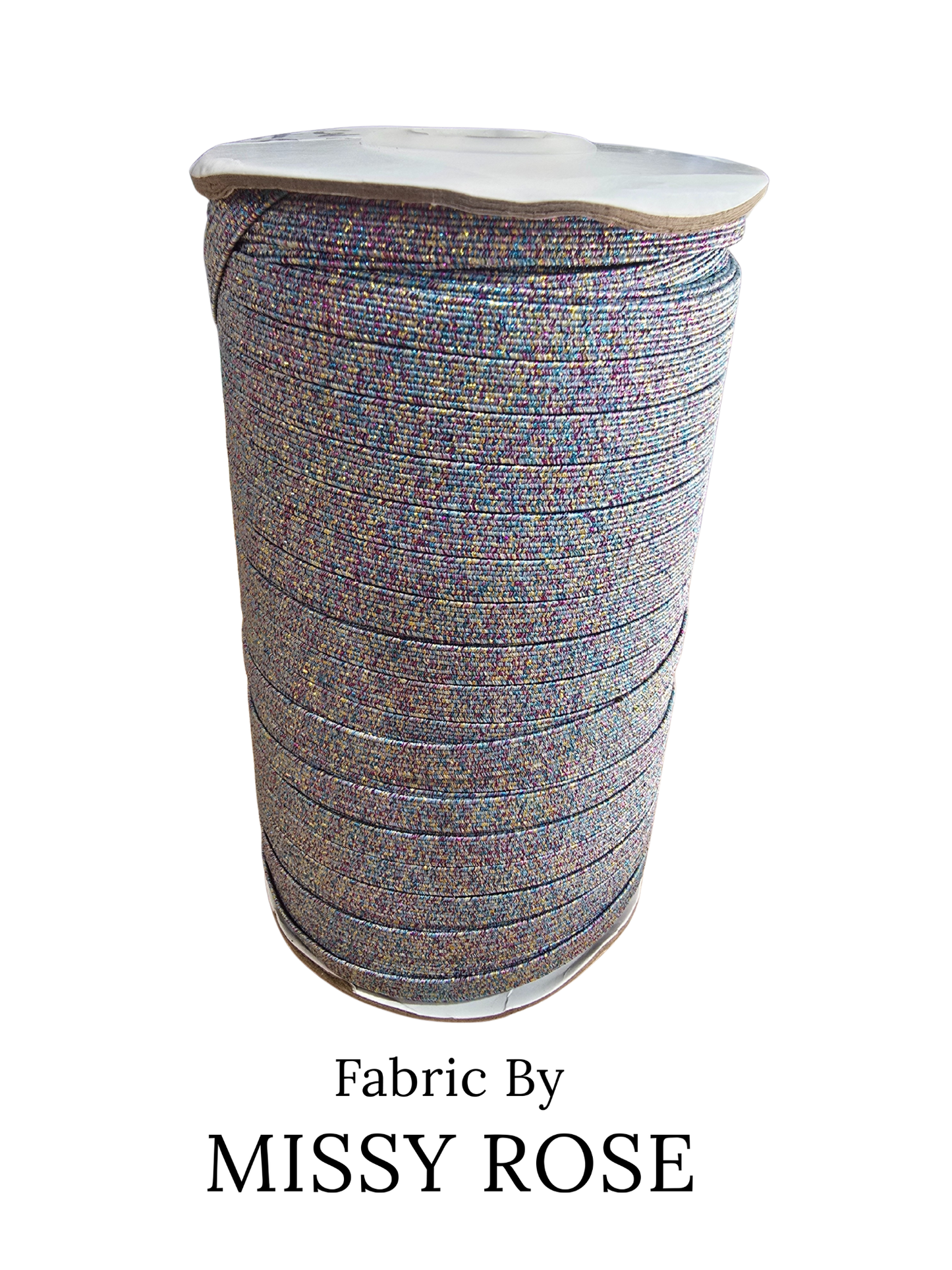 Rainbow Glitter Braided Elastic - 6mm