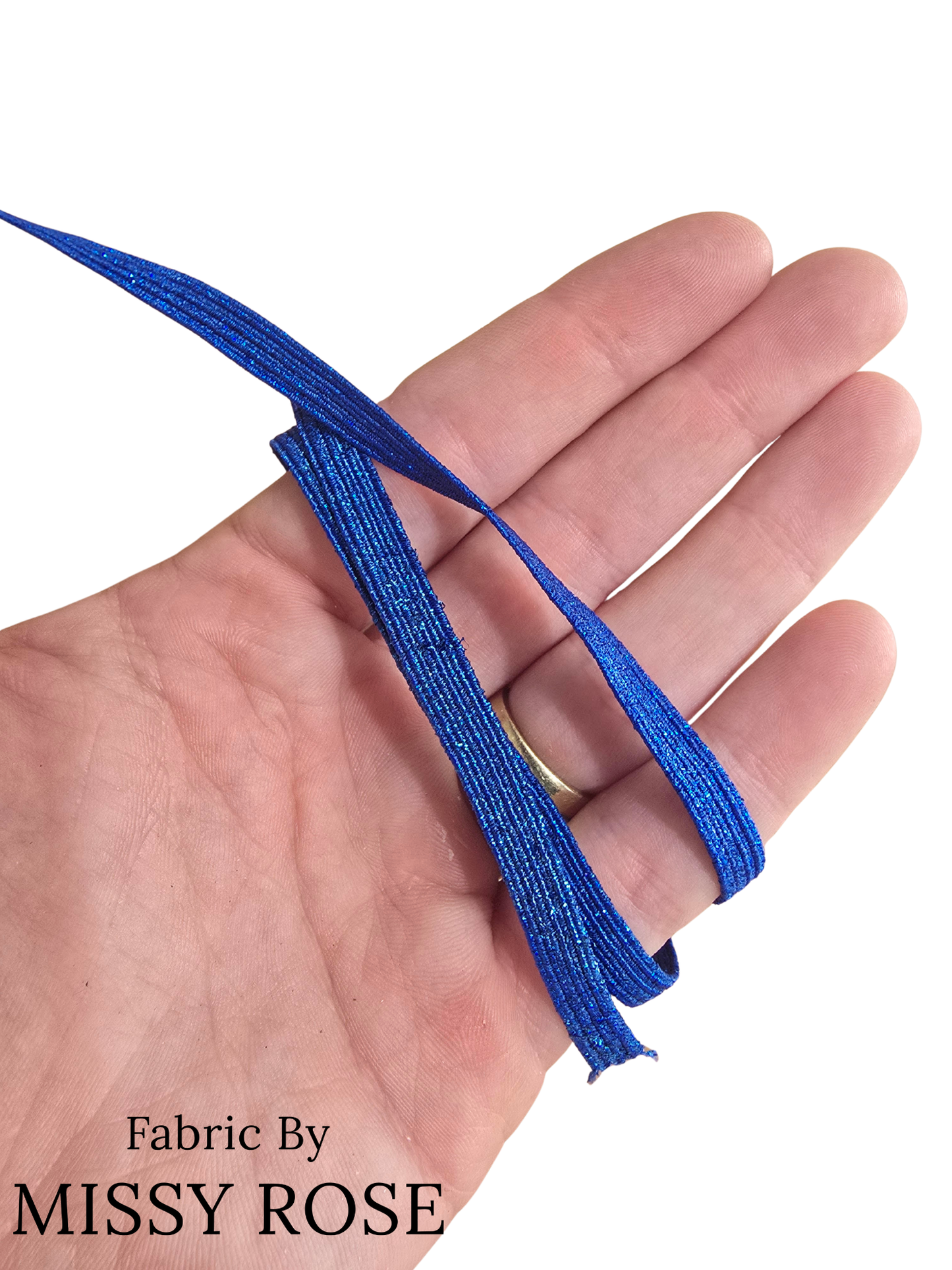 Blue Glitter Braided Elastic - 6mm