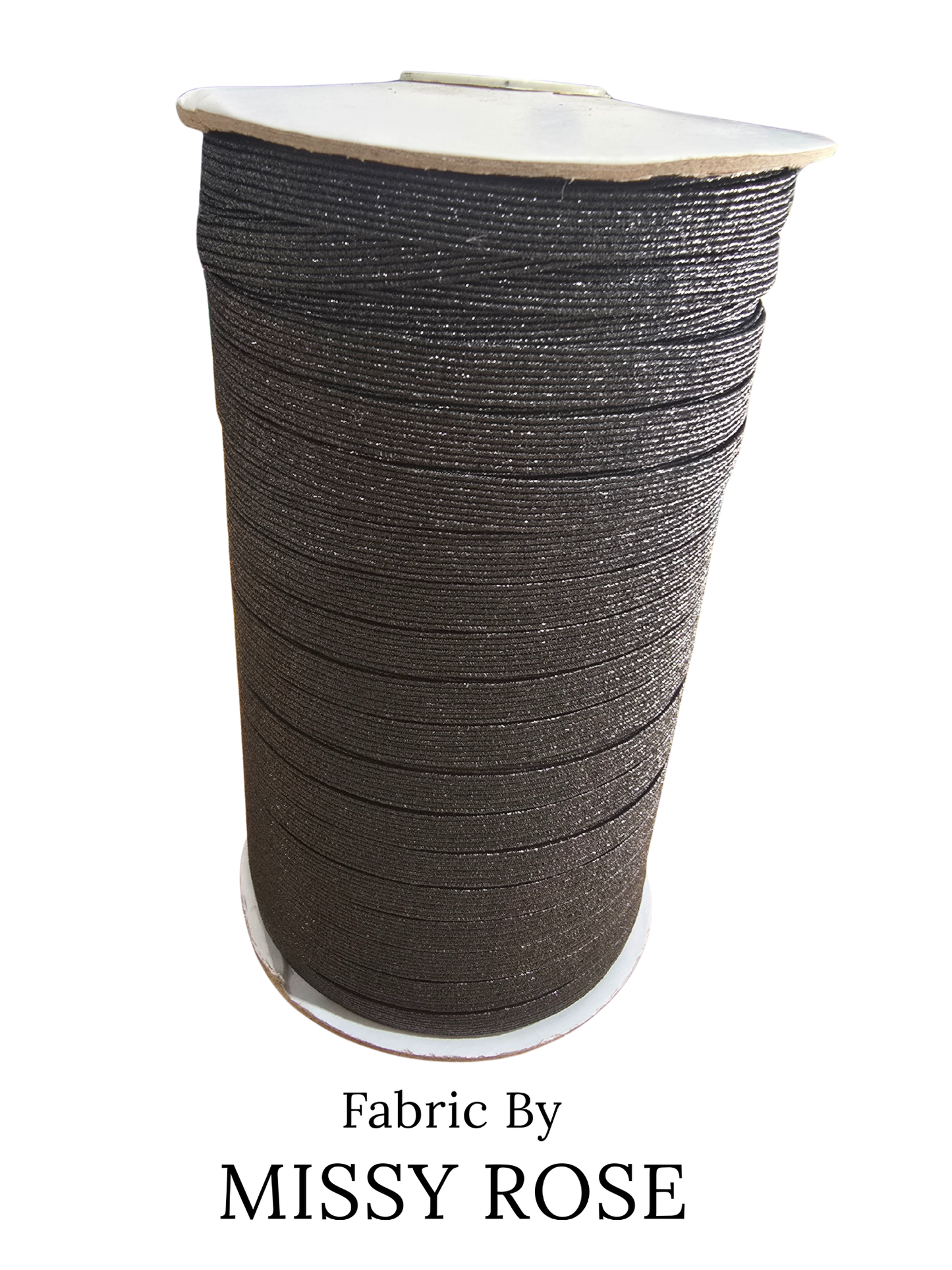Black Glitter Braided Elastic - 6mm