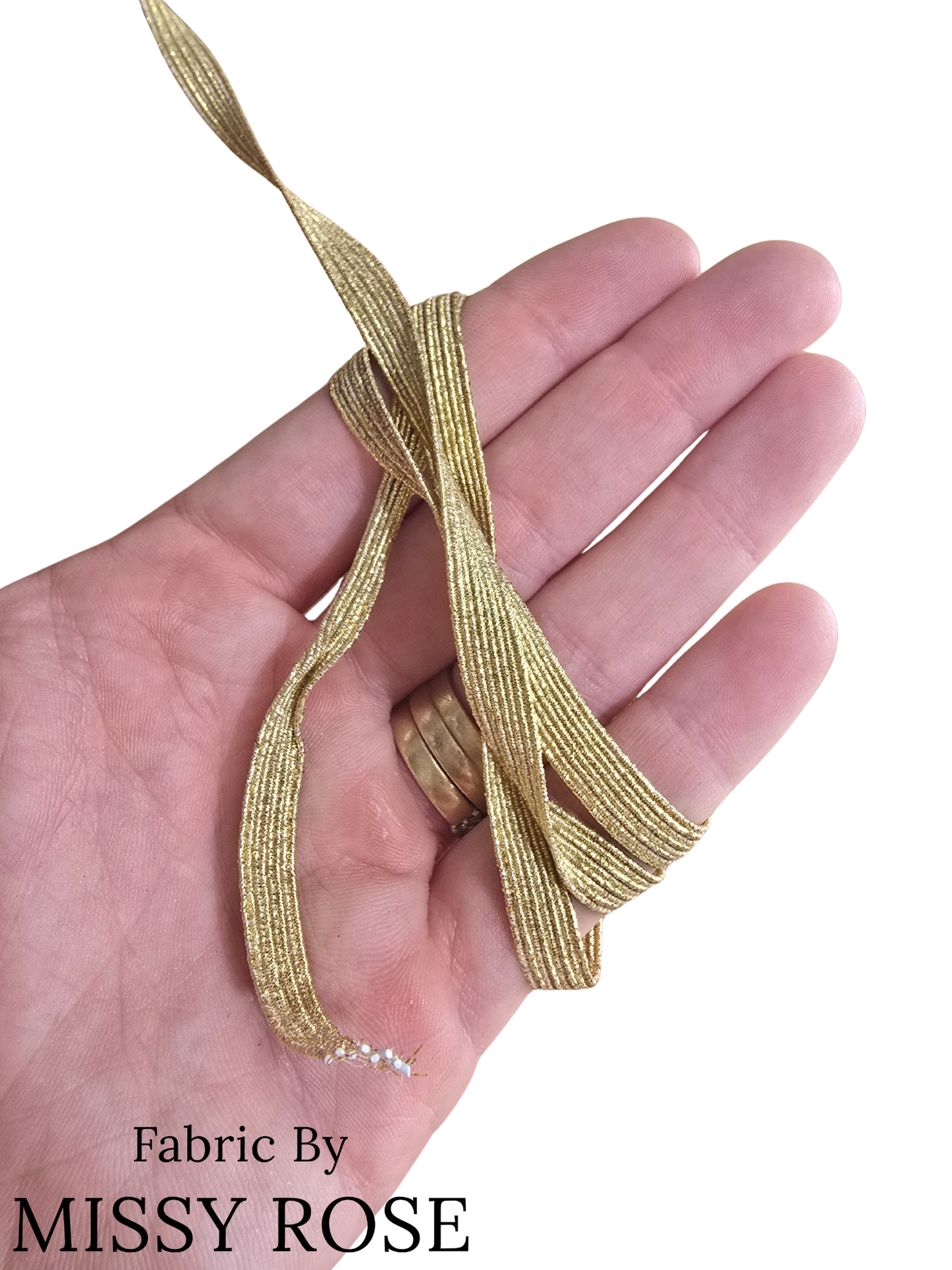 Gold Glitter Braided Elastic - 6mm