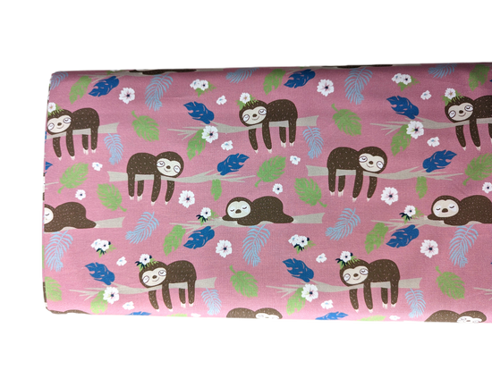 Pink Sloth - By The Bolt - Woven Fabric