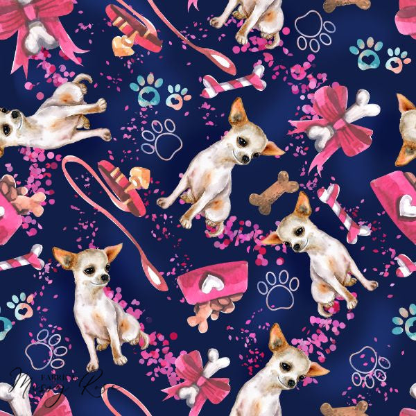 Navy Chihuahua - French Terry Fabric