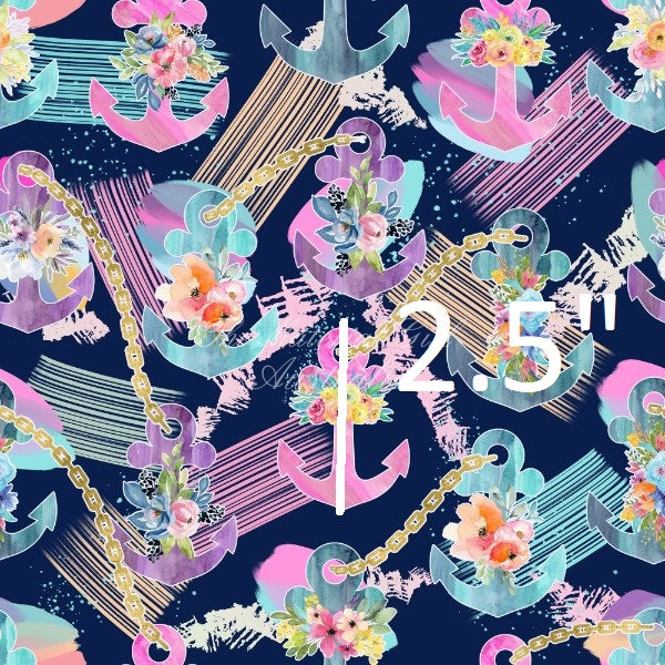 Navy Anchor -  Knit 220 Fabric