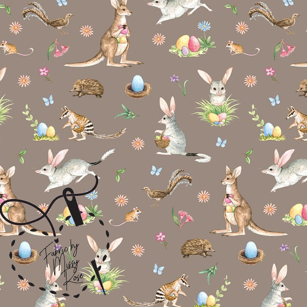 Chocolate Australian Bilby - French Terry Fabric