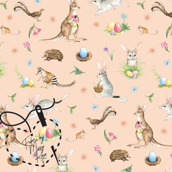 Peach Australian Bilby - French Terry Fabric