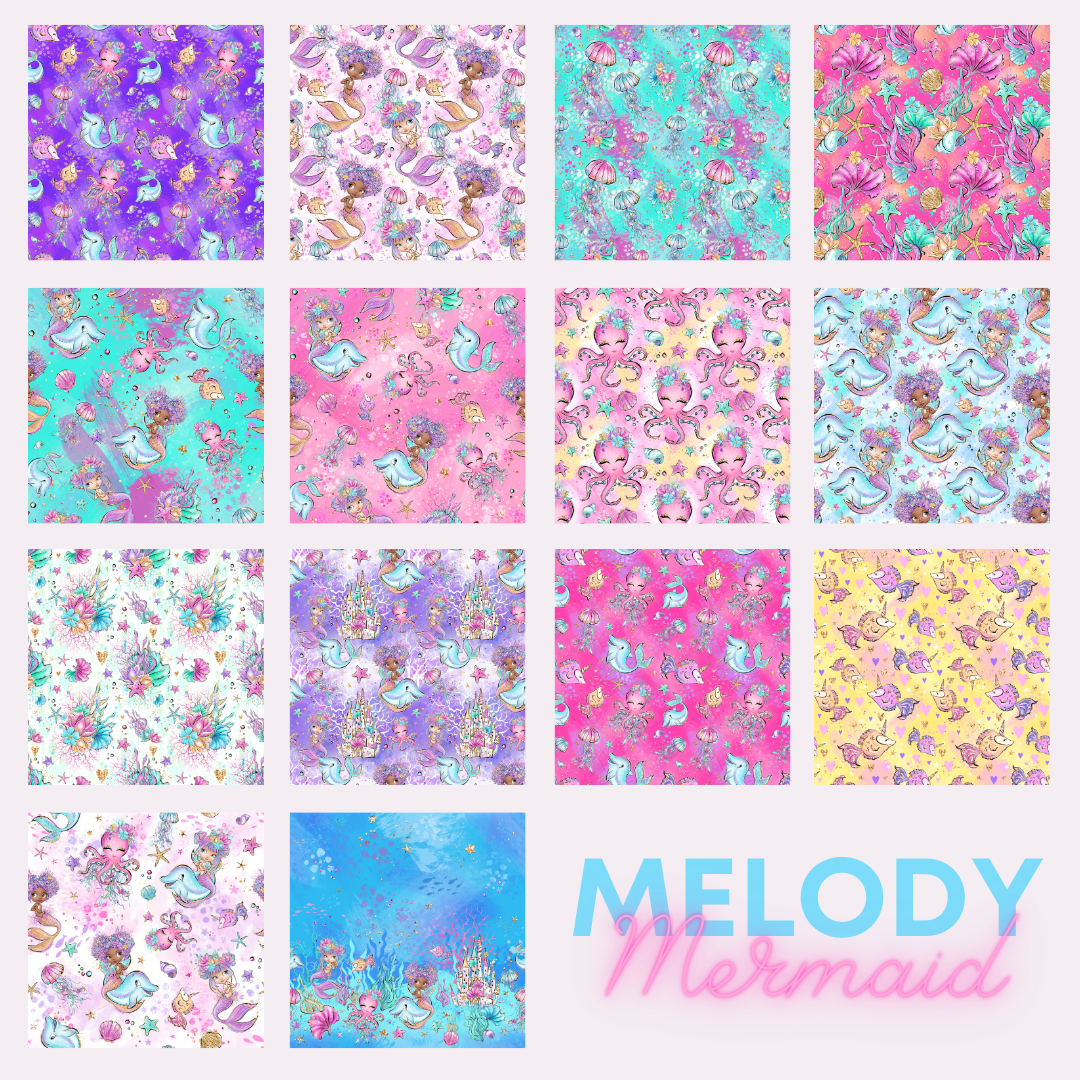 Charm Pack 10" x 10" 40 pieces - Quilting - Melody Mermaid Fabric