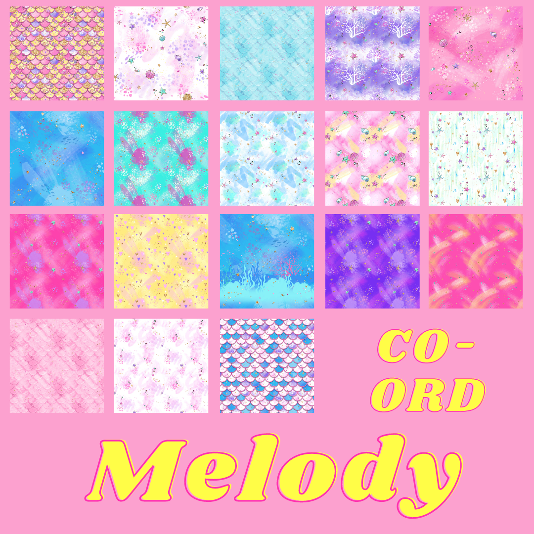 Charm Pack 10" x 10" 40 pieces - Quilting - Melody Mermaid CO-ORD Fabric