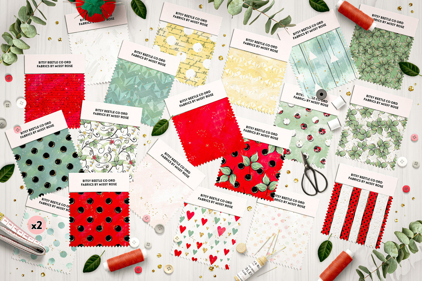 Jelly Roll 20 pieces - Quilting - Bitsy Bug CO-ORD Fabric