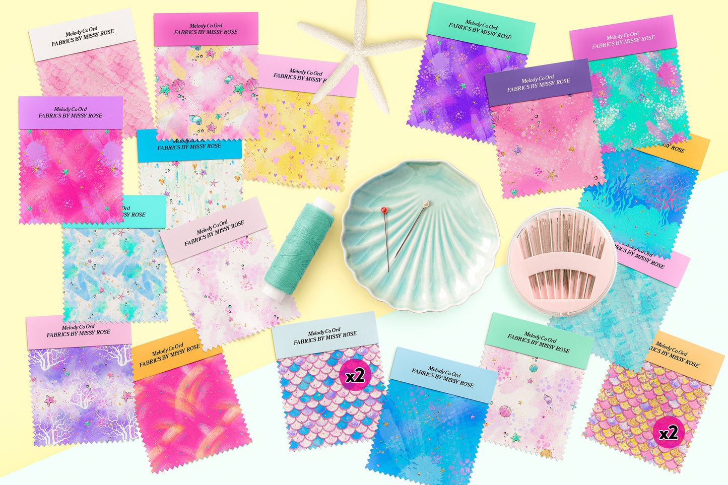 Jelly Roll 20 pieces - Quilting - Melody Mermaid CO-ORD Fabric