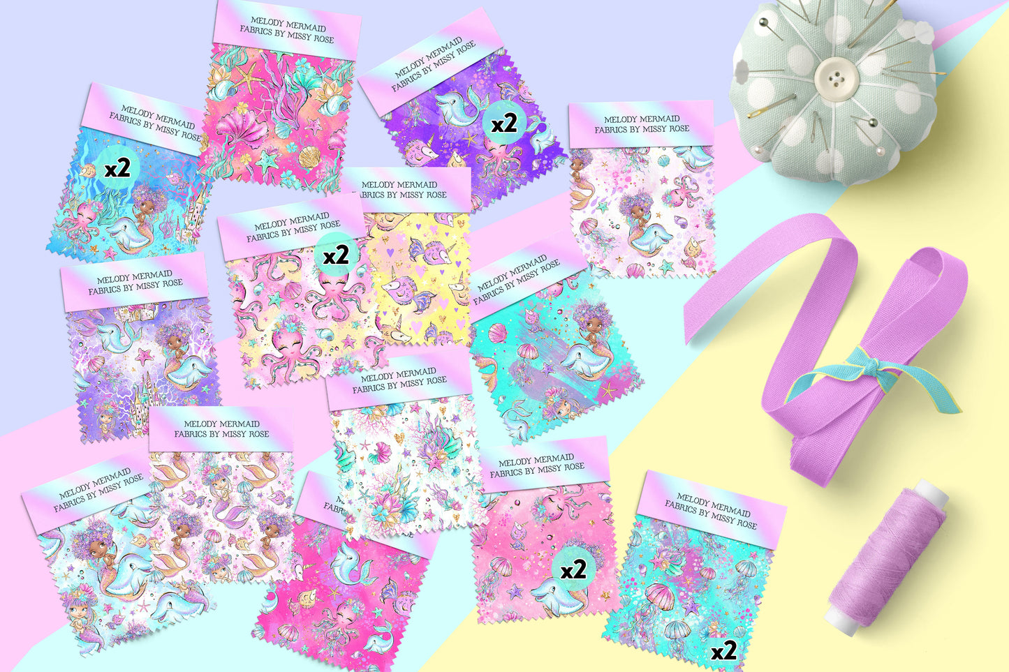 Fat quarter bundle 20 pieces - Quilting - Melody Mermaid Fabric
