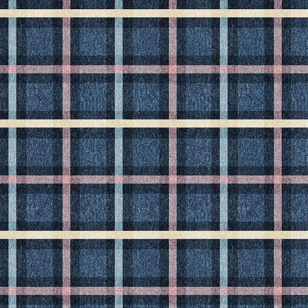 Navy Plaid Blanket - French Terry Fabric