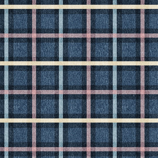 Navy Plaid Blanket - French Terry Fabric
