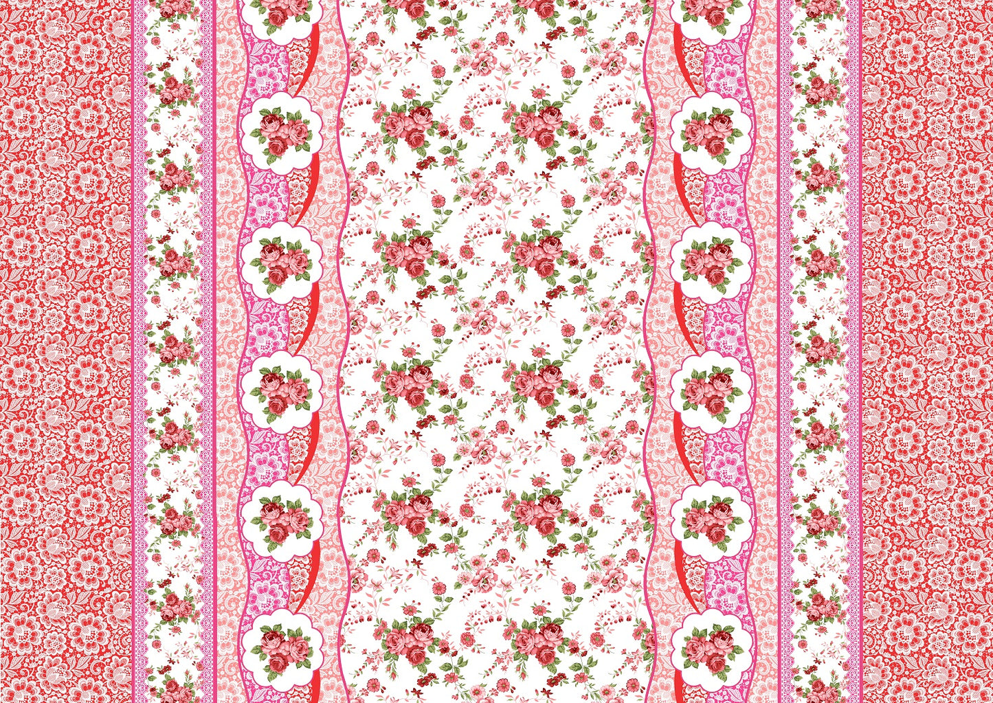 Floral Double Border - Sports Performance Fabric