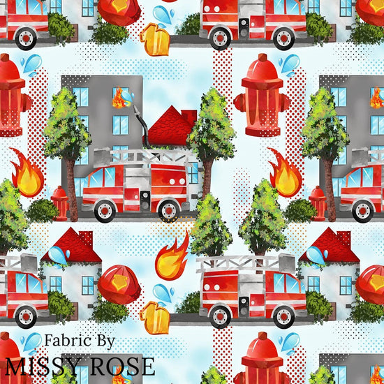 Fire Truck - Woven Fabric