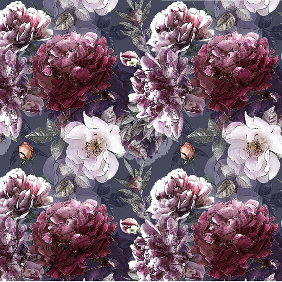 Navy Floral -  Knit 220 Fabric