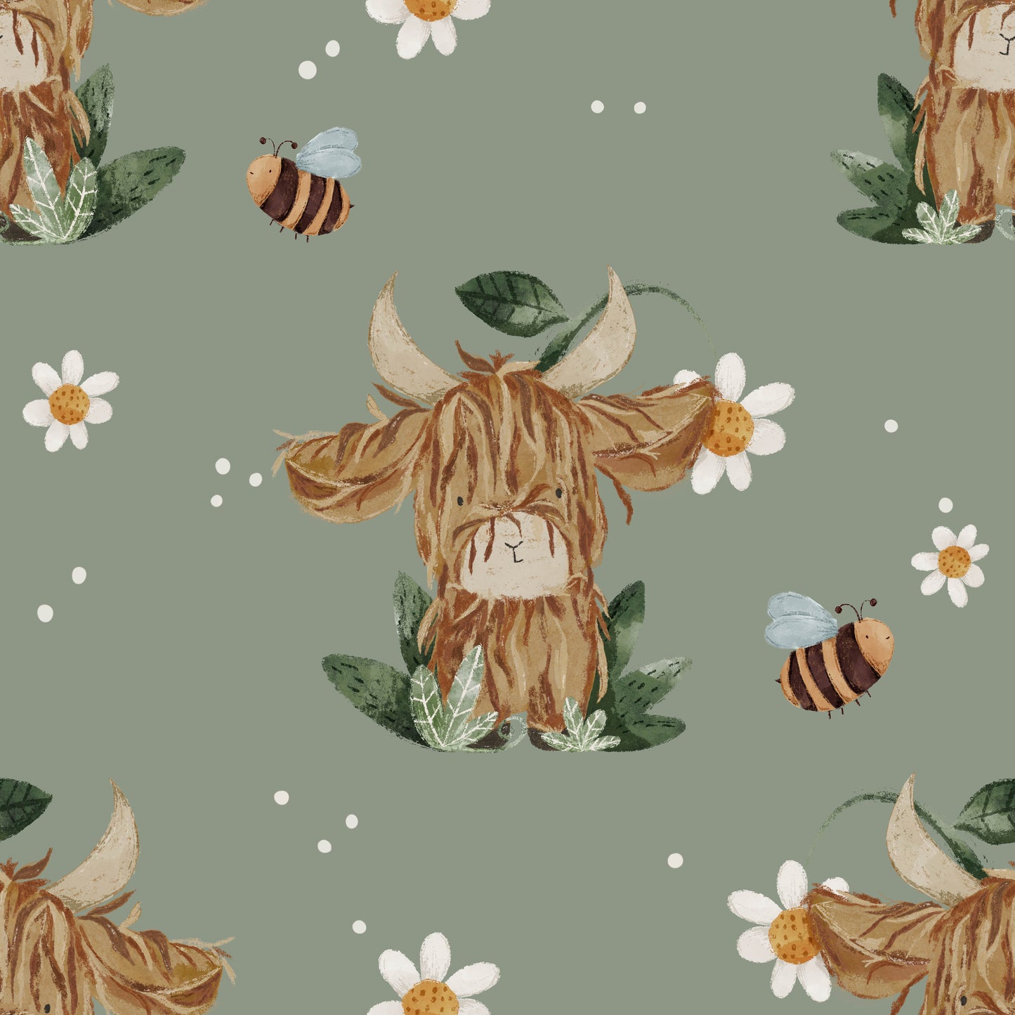 Cute Highland - French Terry Fabric