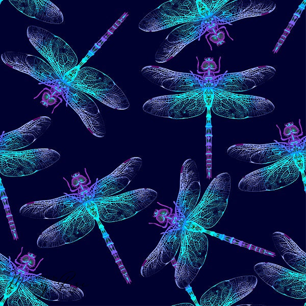 Navy Dragonfly - Woven Fabric