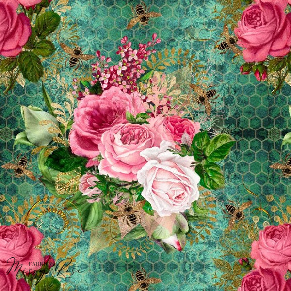 Load image into Gallery viewer, Floral Bee  - Bamboo Lycra Fabric
