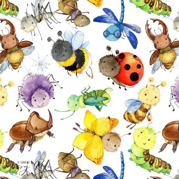 White Bugs - Woven Fabric