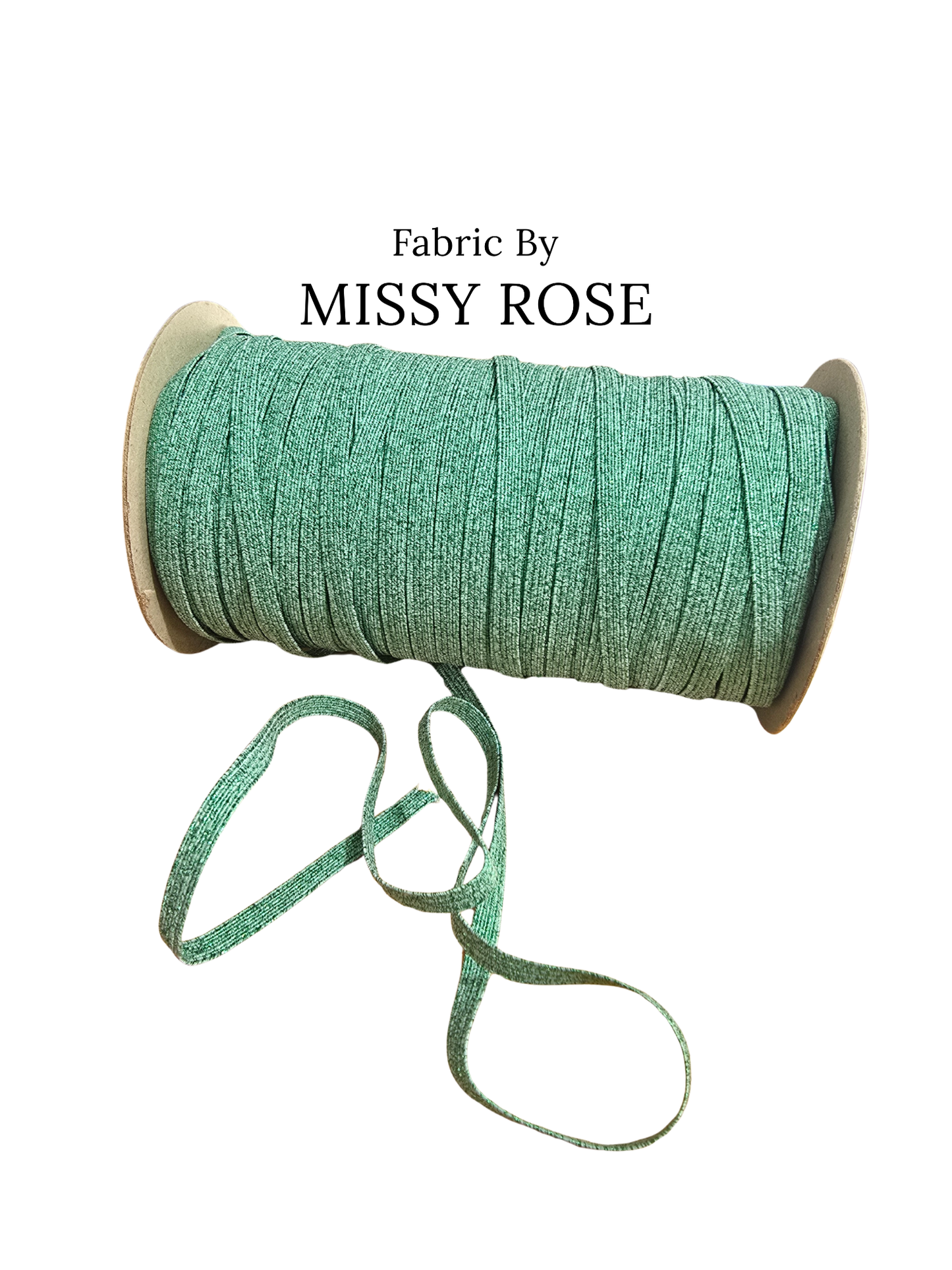 Green Glitter Braided Elastic - 6mm