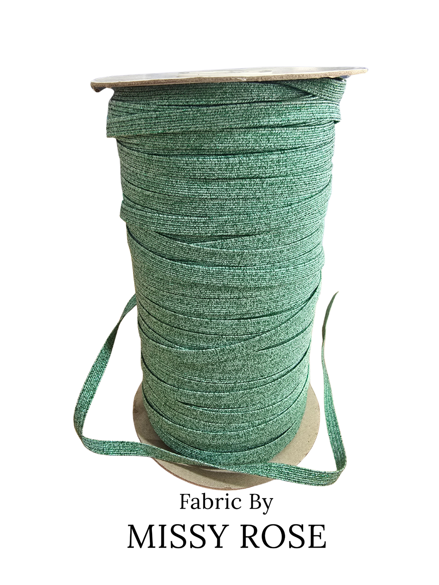 Green Glitter Braided Elastic - 6mm