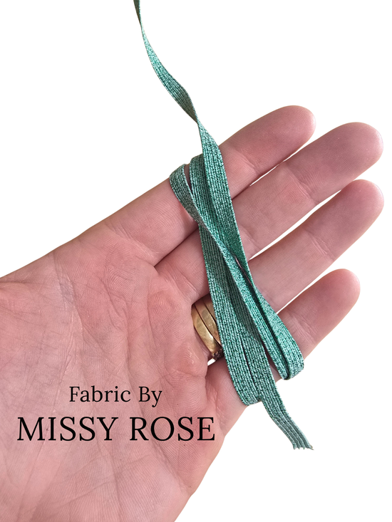 Green Glitter Braided Elastic - 6mm