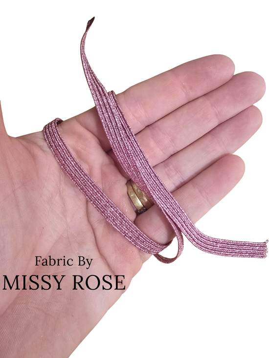 Rose Pink Glitter Braided Elastic - 6mm