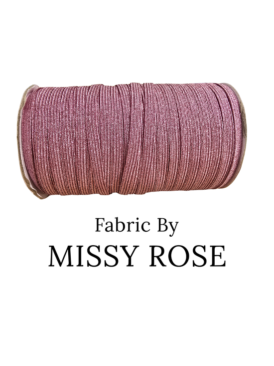 Rose Pink Glitter Braided Elastic - 6mm