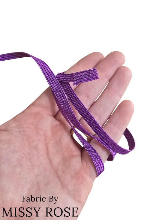Purple Glitter Braided Elastic - 6mm