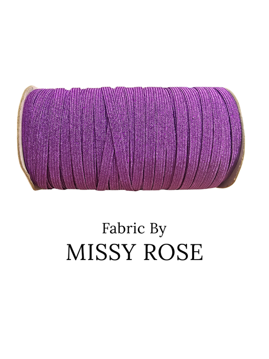 Purple Glitter Braided Elastic - 6mm