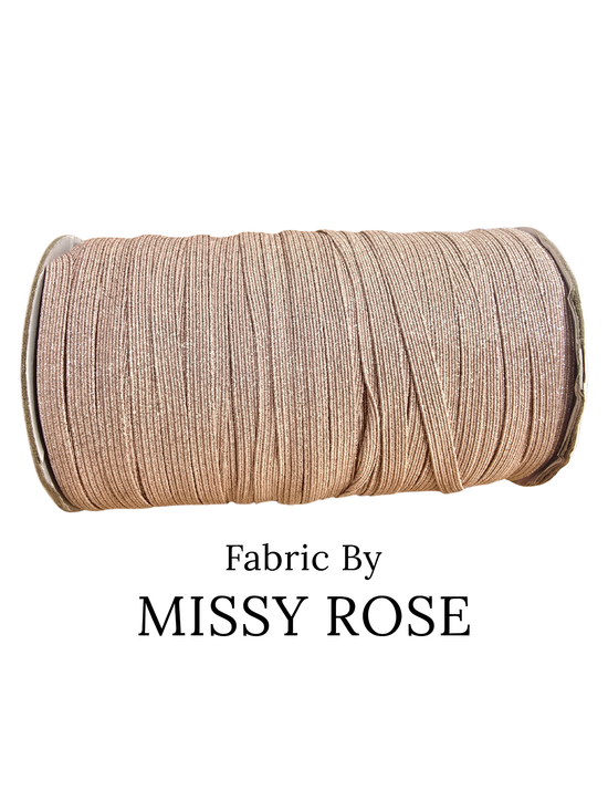 Dusty Pink Glitter Braided Elastic - 6mm