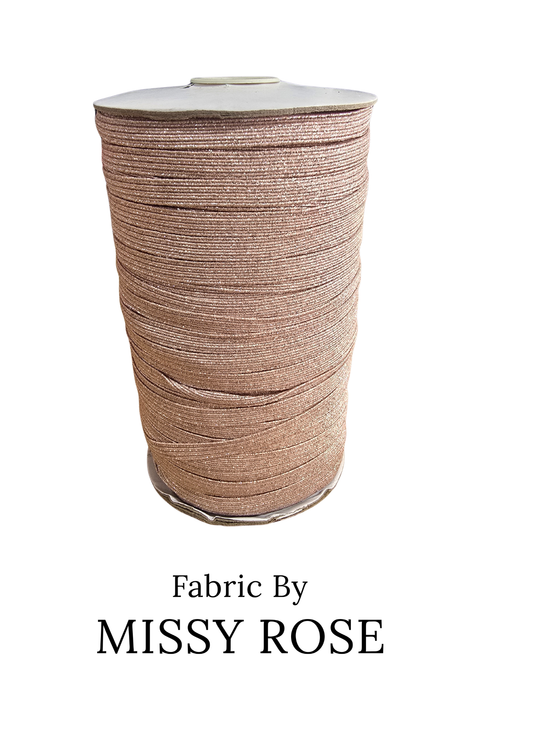 Dusty Pink Glitter Braided Elastic - 6mm