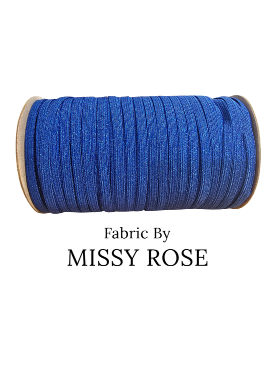 Blue Glitter Braided Elastic - 6mm