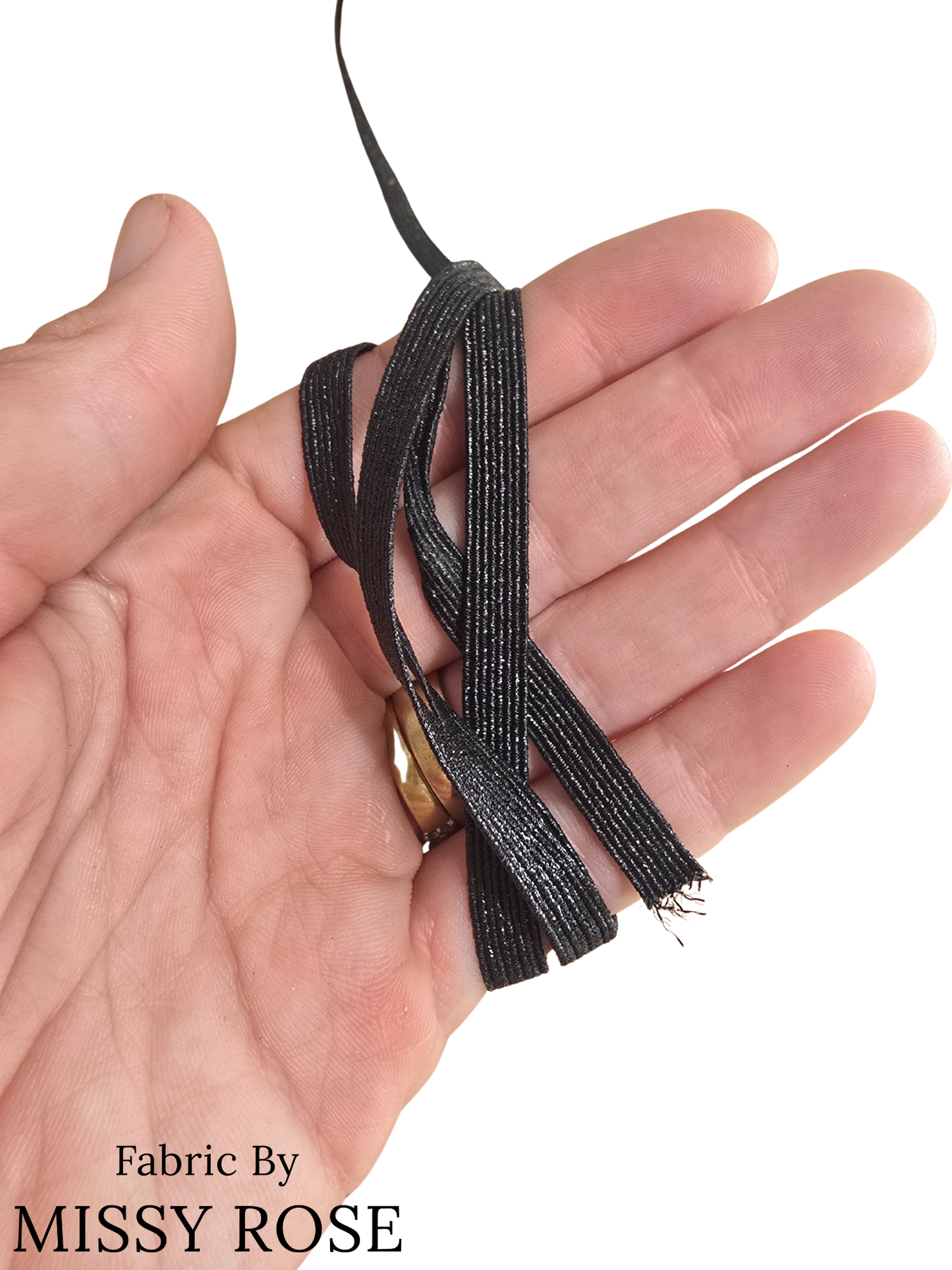 Black Glitter Braided Elastic - 6mm