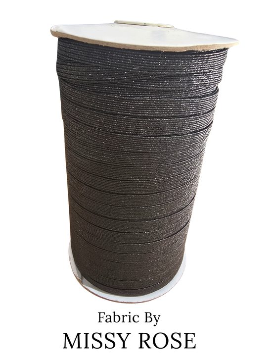 Black Glitter Braided Elastic - 6mm