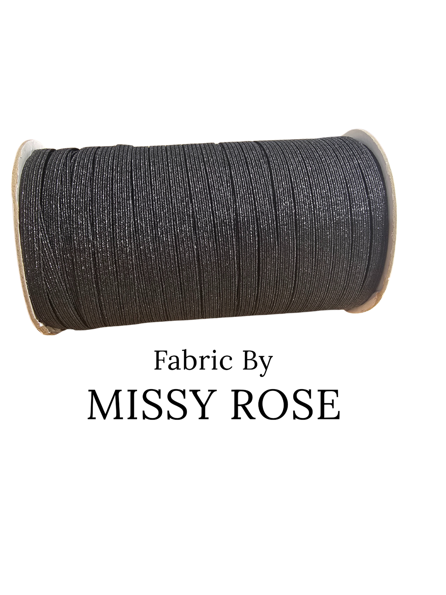 Black Glitter Braided Elastic - 6mm