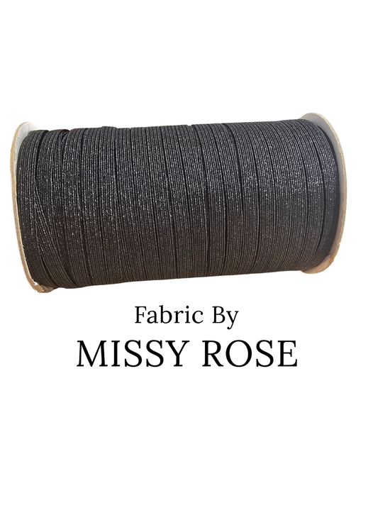 Black Glitter Braided Elastic - 6mm