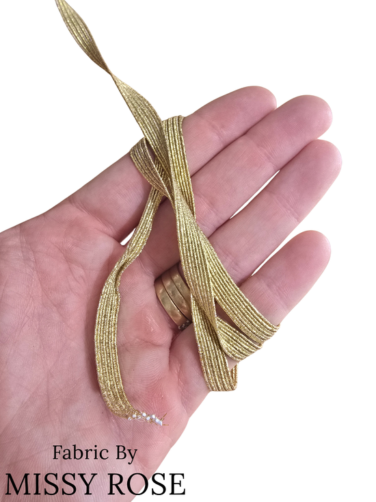 Gold Glitter Braided Elastic - 6mm