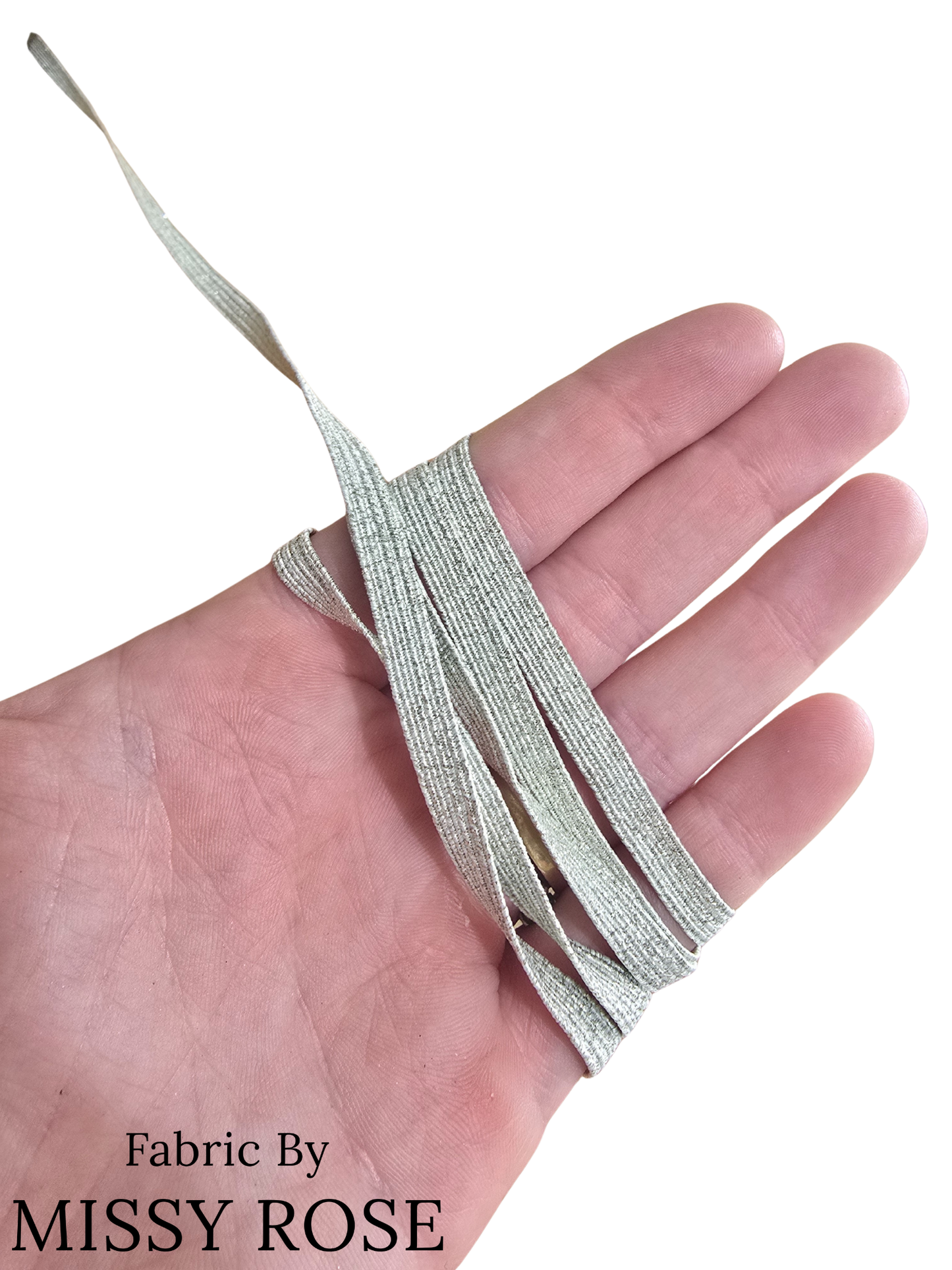 Silver Glitter Braided Elastic - 6mm