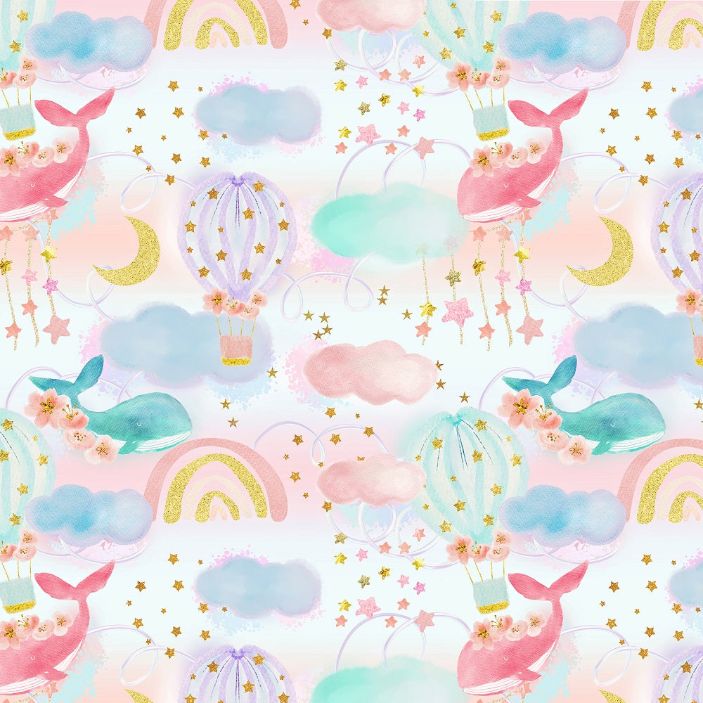 Pastel Whale - Woven Fabric