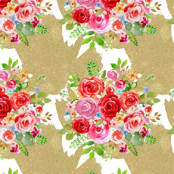 Gold Floral -  Knit 180 Fabric