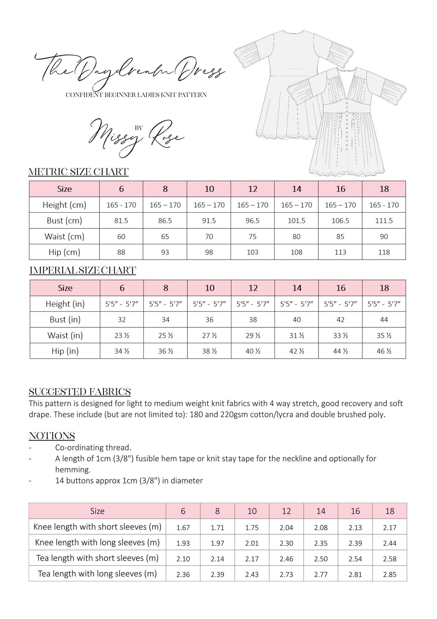 Missy Rose Daydream Dress - Womens PDF Sewing Pattern