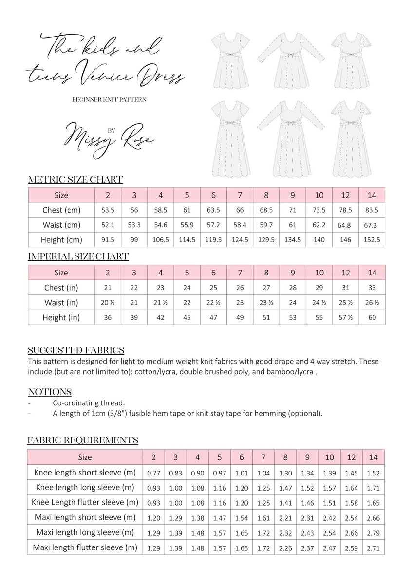Missy Rose Venice Dress - Bundle PDF Sewing Pattern – Fabric By Missy Rose