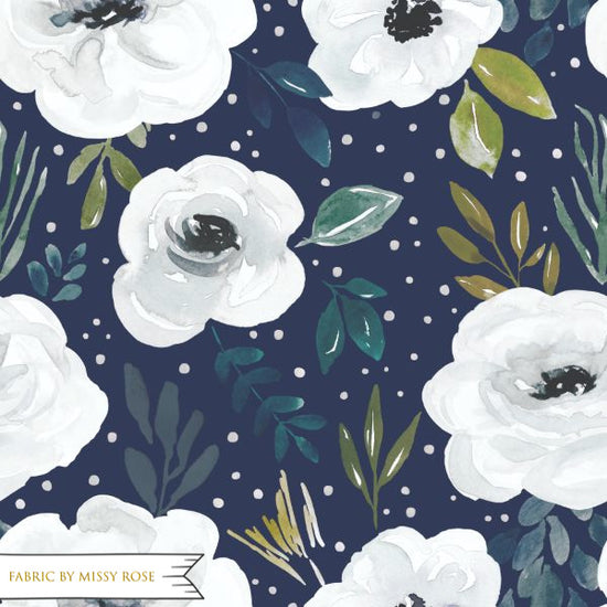 Navy and White Floral - Canvas
