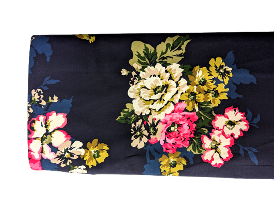 Navy Floral - By The Bolt - Woven Fabric