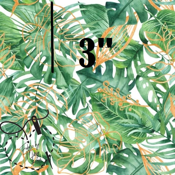 Green Tropical Leaves - French Terry Fabric